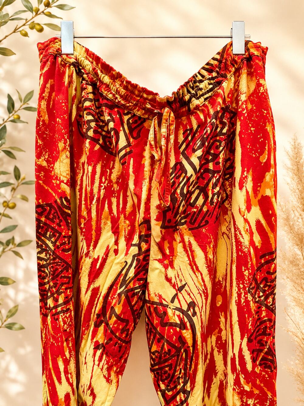 Boho Tribal Print Harem Pants One Size Fits Most Red Orange Lounge Festival Pant